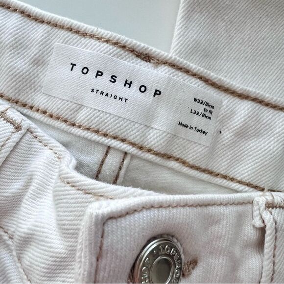 TOPSHOP Straight White Jeans with Raw Hem NWT Size US 8 32X32 - Picture 10 of 11